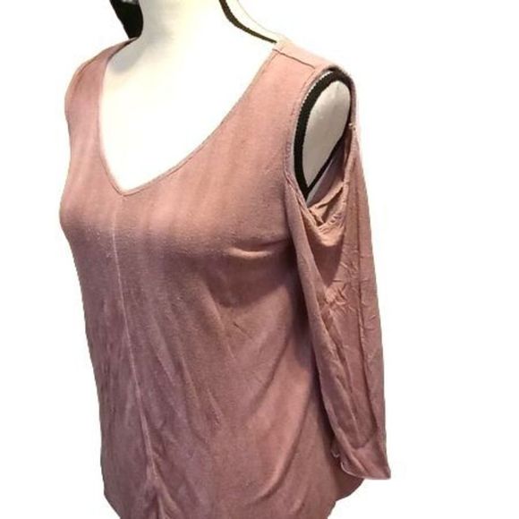 Thyme & Honey Open Shoulder Dusky Rose Top Women's Size Medium - Picture 3 of 6